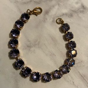 Purple Swarovski Crystal Tennis Bracelet In Antique Gold Finish